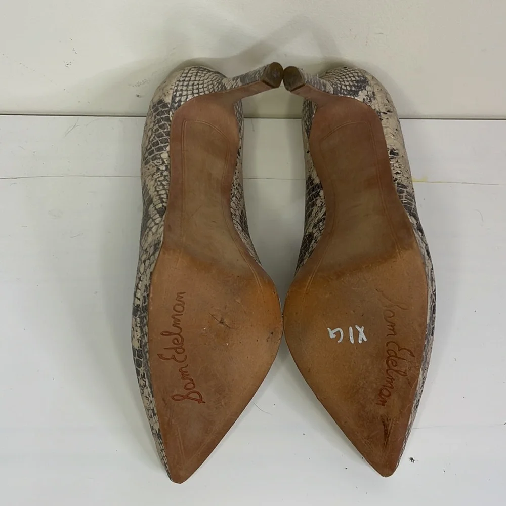Sam Edelman Celia Snakeskin Pointed Toe High Heeled Stilettos Size 8